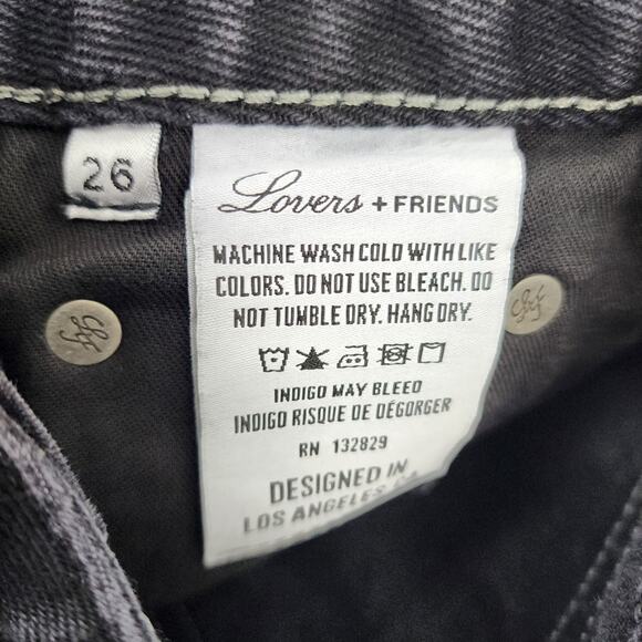 Lovers + Friends Black Wash High Rise Straight Leg Raw Hem Jeans Size 26 - Picture 3 of 4